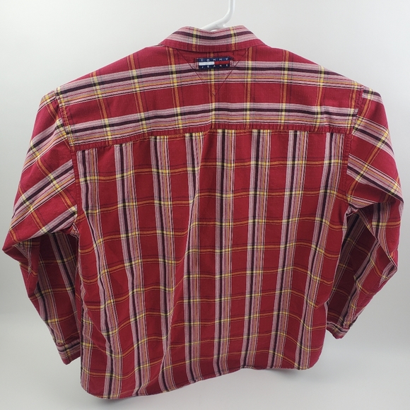 Tommy Hilfiger Jeans Red Plaid Button up Shirt - Picture 3 of 8